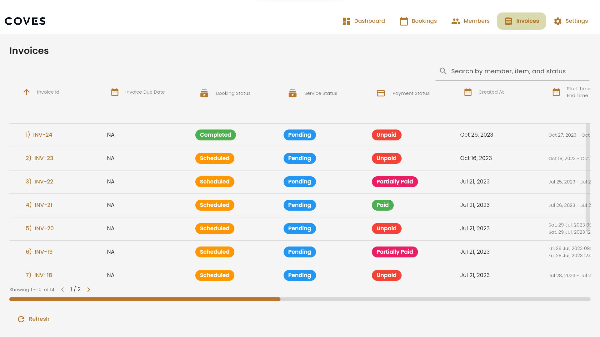 Coves Invoicing and Payments